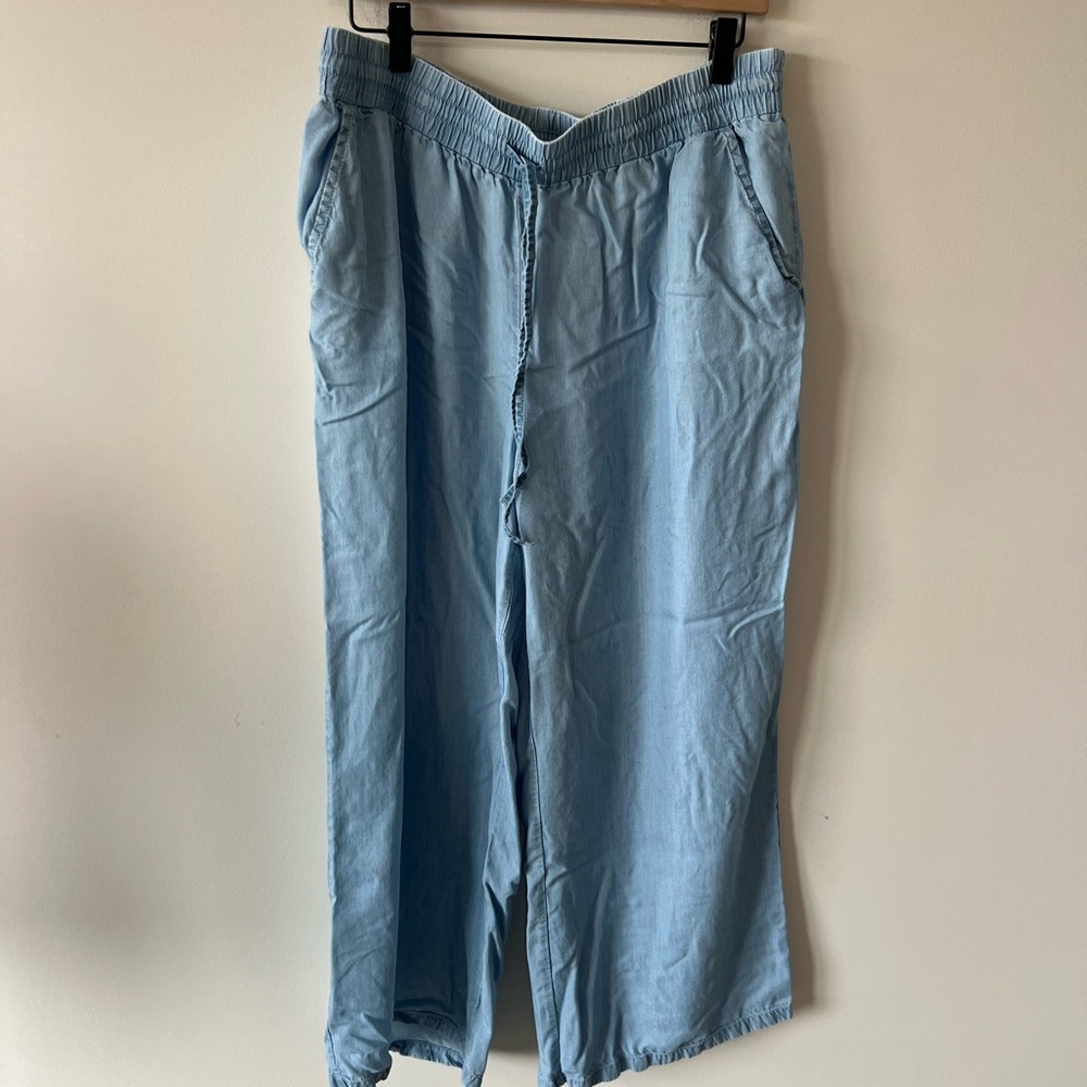 Style & Co Chambray Denim Wide Leg Pull On Pants Size XL